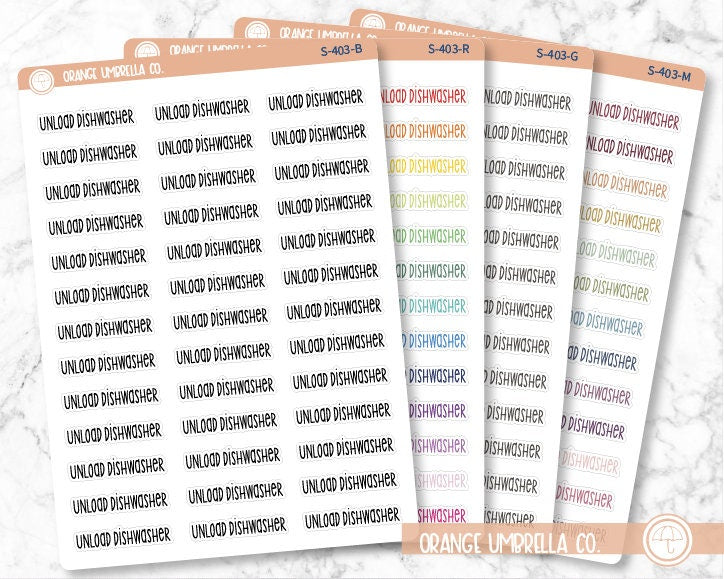 CLEARANCE | Unload Dishwasher Script Planner Stickers | F3 | S-403