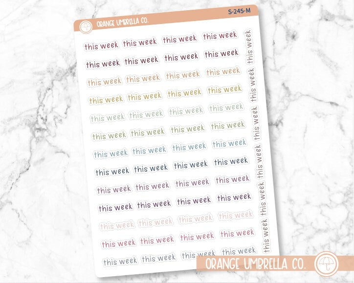 This Week Planner Stickers, Script "This Week" Labels, Color Print Planning Stickers, JF (S-245)