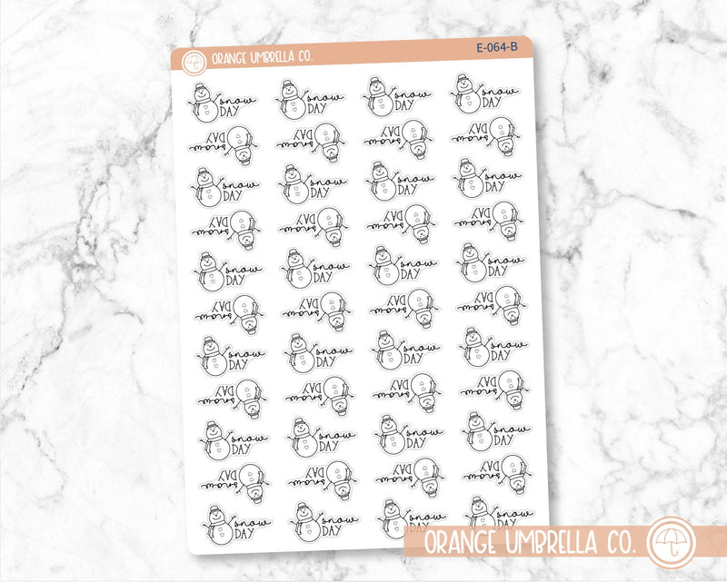 Snow Day Snowman Icon Script Planner Stickers and Labels | E-064