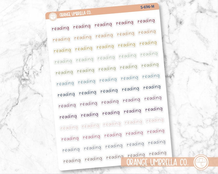 Reading Planner Stickers, Julie's Plans Script "Reading" Labels, Color Print Planning Stickers, JF (S-696)