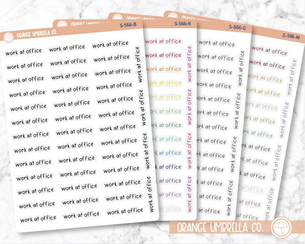Work At Office Planner Stickers, Script "Work At Office" Labels, Color Print Planning Stickers, JF (S-566)