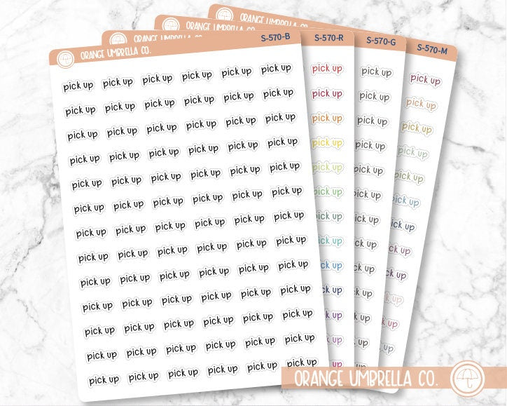 Pick Up Planner Stickers, Script "Pick Up" Labels, Color Print Planning Stickers, JF (S-570)
