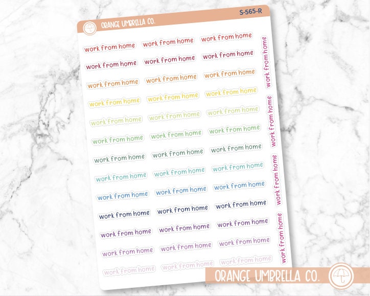 Work From Home Planner Stickers, Julie's Plans Script "Work From Home" Labels, Color Print Planning Stickers, JF (S-565)