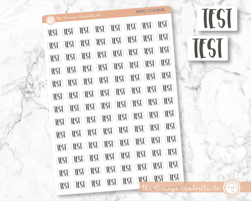 Test Stickers, Script "Test" Stickers for Planner, Colored Print Planner Tracking Stickers, F1 (