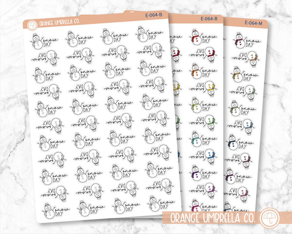 Snow Day Snowman Icon Script Planner Stickers and Labels | E-064