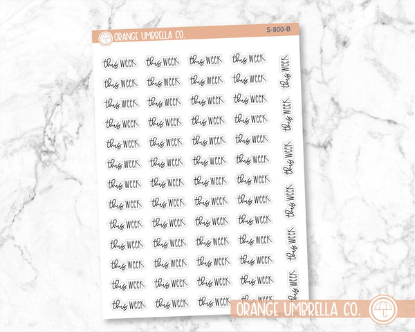 This Week Planner Stickers, Script "This Week" Labels, Color Print Planning Stickers, FC12 (S-800)