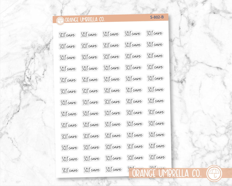 Self Care Planner Stickers, Script "Self Care" Labels, Color Print Planning Stickers, FC12 (S-802)