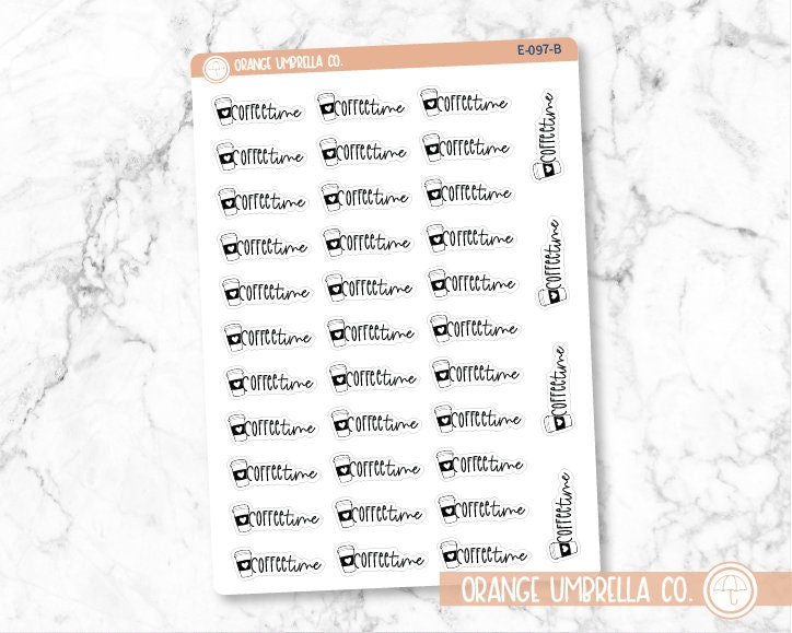 Coffee Time Icon Script Planner Stickers and Labels | FC12 | E-097
