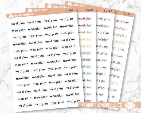 Meal Plan Planner Stickers, Julie's Plans Font Script "Meal Plan" Labels, Color Print Planning Stickers, JF (S-248)