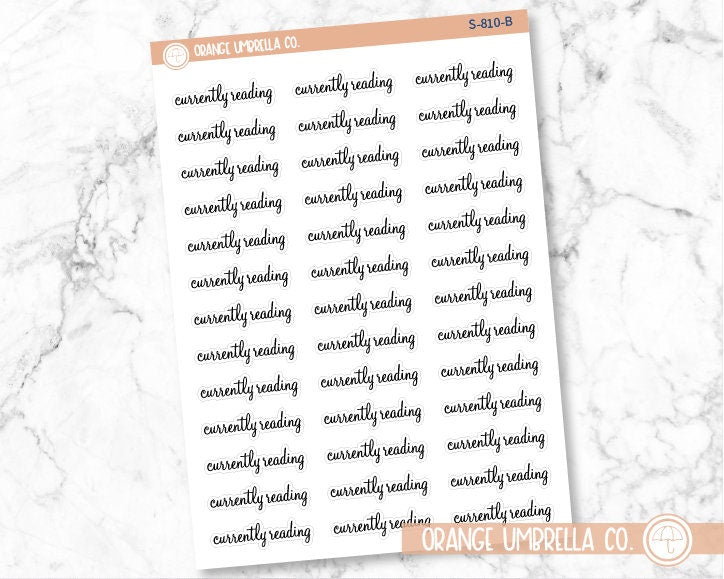 Currently Reading Planner Stickers, Script "Currently Reading" Labels, Color Print Planning Stickers, F4 (S-810)