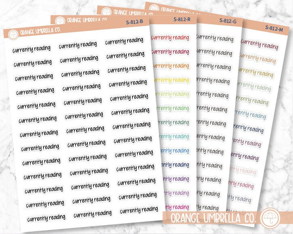 Currently Reading Planner Stickers, Script "Currently Reading" Labels, Color Print Planning Stickers, FJP (S-812)