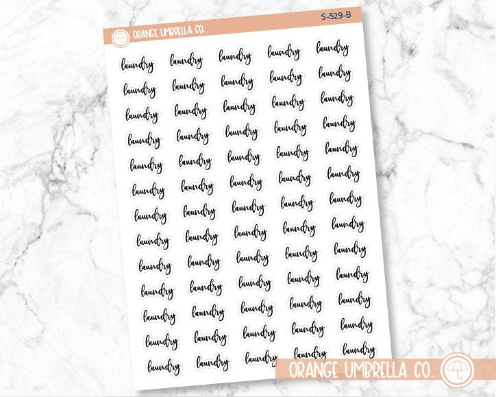 Laundry Planner Stickers, Script "Laundry" Labels, Color Print Planning Stickers, F2 (S-529)