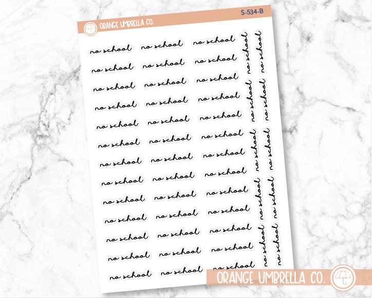 CLEARANCE | No School Script Planner Stickers | F5 | S-534