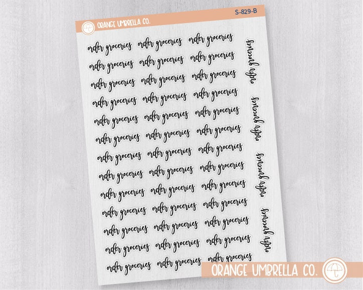 Order Groceries Script Planner Stickers | F2 Clear Matte | S-829-BCM