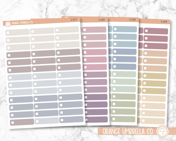 Individual Check Box Planner Labels, Muted Color Basic Check Box Stickers, Checkbox Planning Labels (L-214 to L-217)