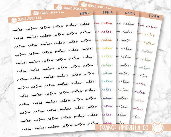Notes Script Planner Stickers | F5 | S-538