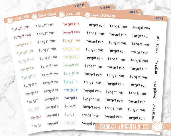 Target Run Planner Stickers, Julie's Plans Font Script "Target Run" Labels, Color Print Planning Stickers, JF (S-863)