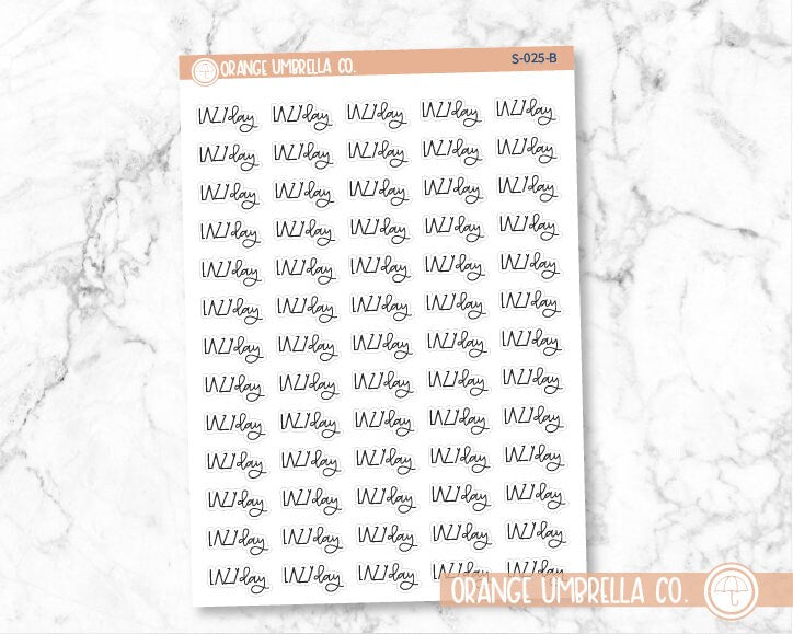 Lazy Day Planner Stickers, Script "Lazy Day" Labels, Black Print Planning Stickers, FC12 (S-025-B)