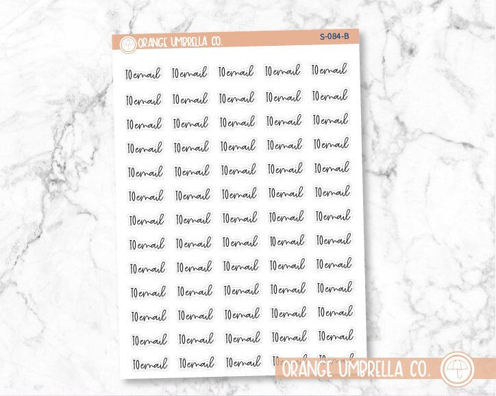 To Email Day Planner Stickers, Script "To Email" Labels, Black Print Planning Stickers, FC12 (S-084-B)
