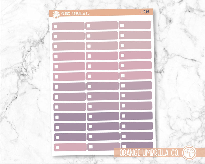 Individual Check Box Planner Labels, Muted Color Basic Check Box Stickers, Checkbox Planning Labels (L-214 to L-217)