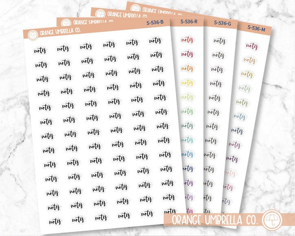 Notes Script Planner Stickers | F2 | S-536