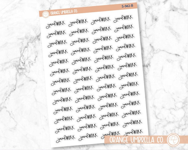 Yard Work Planner Stickers, Script "Yard Work" Labels, Color Print Planning Stickers, FC12 (S-942)