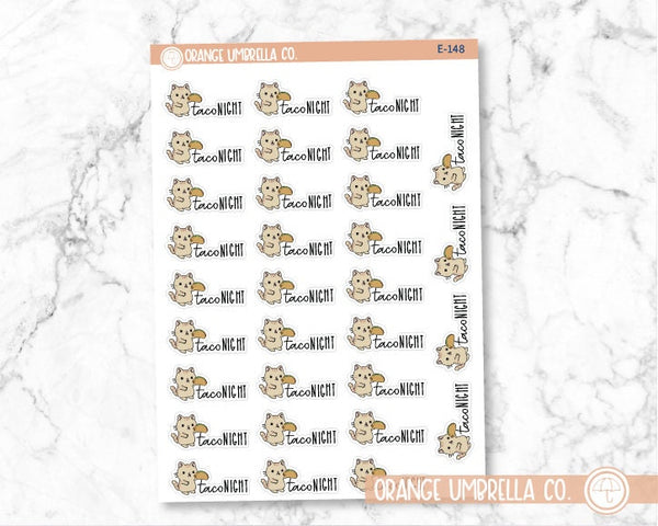 Spazz Cat Taco Night Planner Stickers, Spazzy Cat Stickers, OUC Cat Mascot Character Planning Labels (E-148)