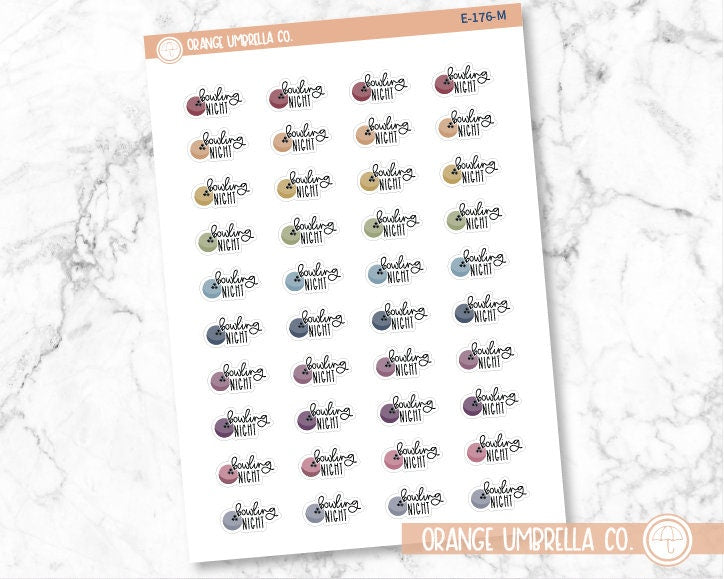 Bowling Night Icon Script Planner Stickers and Labels | FC12 | E-176