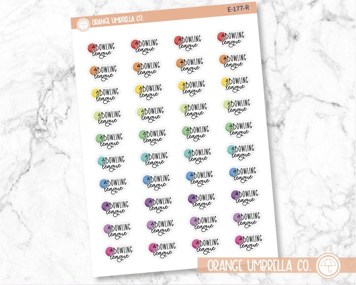 Bowling League Icon Script Planner Stickers, Script Icon "Bowling League" Planner Labels, Color Print Planning Labels Stickers, FC12 (E-177)