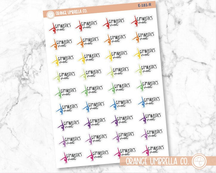 Gymnastics Meet Icon Script Planner Stickers and Labels | FC12 | E-181