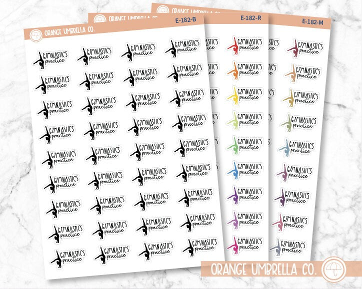 Gymnastics Practice Icon Script Planner Stickers and Labels | FC12 | E-182