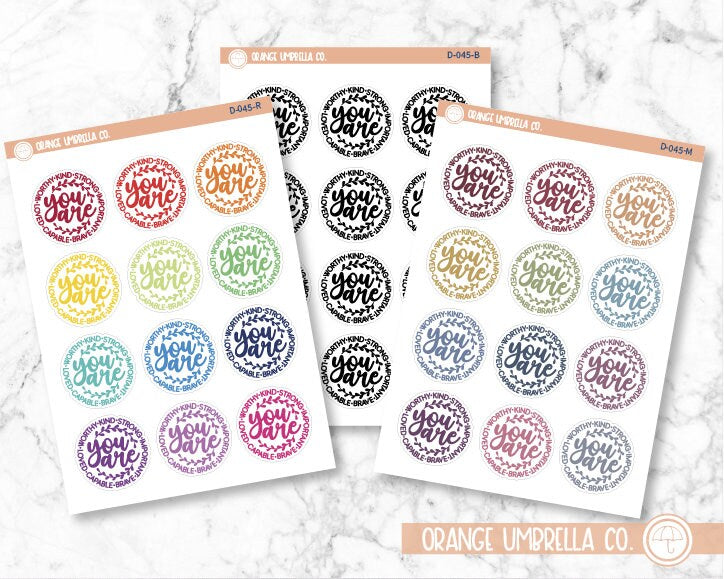 CLEARANCE | You Are... Motivational Quote Script Planner Stickers | D-045