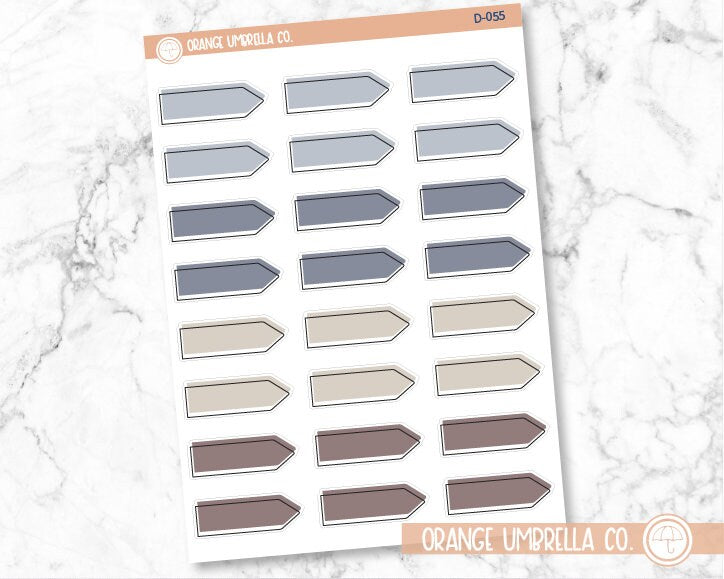 Offset Arrow Flag Pointer Deco Planner Stickers | Muted | D-052 - D-055
