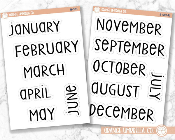 CLEARANCE | Month Name Header Script Planner Stickers | F3 | B-001/002-B