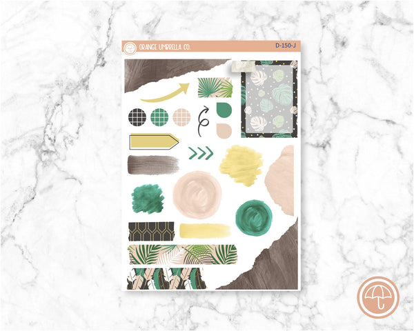 Tropical Leaves Planner Kit Deco Journaling Stickers | D-150-J