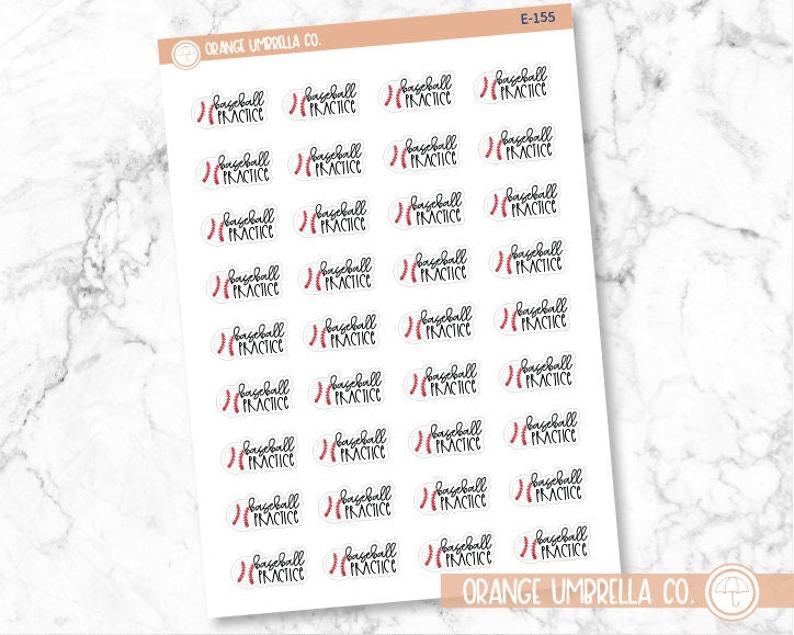 Baseball Practice Icon Script Planner Stickers and Labels | FC12 | E-155