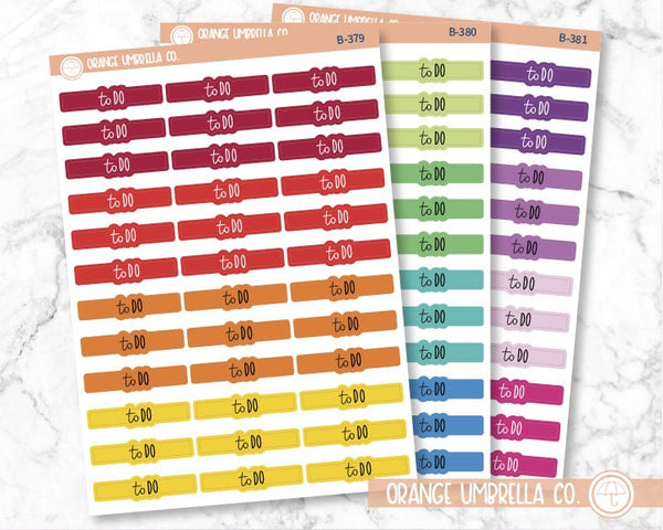 CLEARANCE | To Do Script Header Planner Stickers | Brights | B-379 - B-381