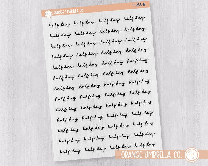 CLEARANCE | Half Day Script Planner Stickers | F5 Clear Matte | T-255-BCM