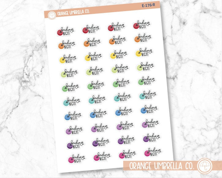 Bowling Night Icon Script Planner Stickers and Labels | FC12 | E-176