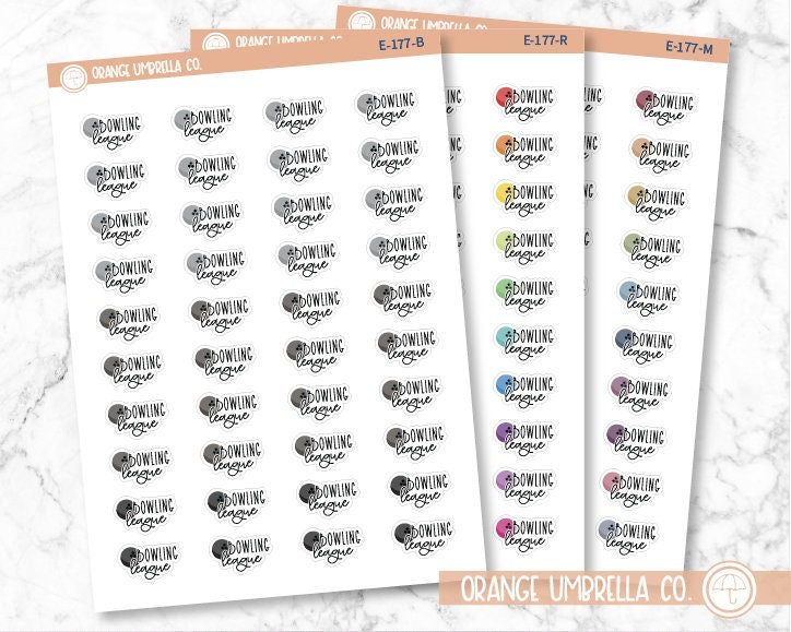 Bowling League Icon Script Planner Stickers, Script Icon "Bowling League" Planner Labels, Color Print Planning Labels Stickers, FC12 (E-177)