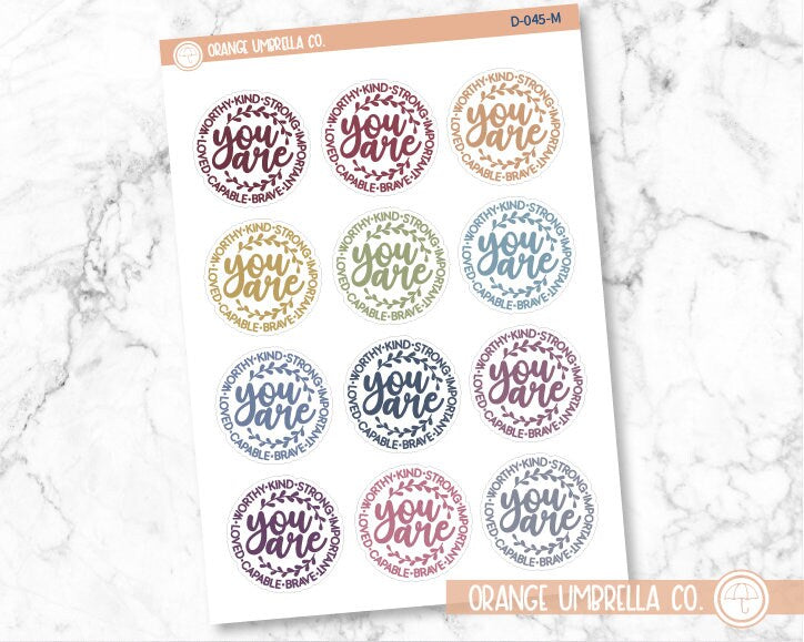 You Are... Motivational Quote Script Planner Stickers | D-045