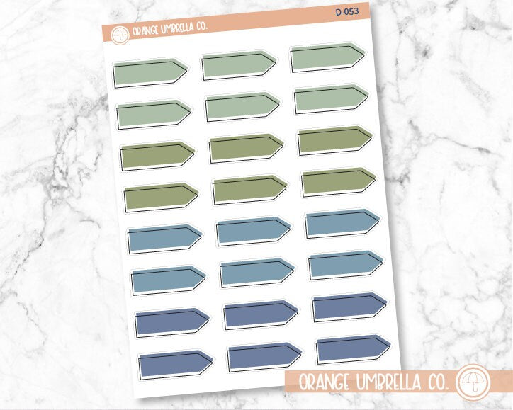 Offset Arrow Flag Pointer Deco Planner Stickers | Muted | D-052 - D-055
