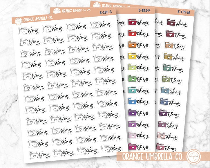 File Folder Filing Icon Script Planner Stickers, Script Icon "Filing" Labels, Color Print Labels, FC12 (E-195)