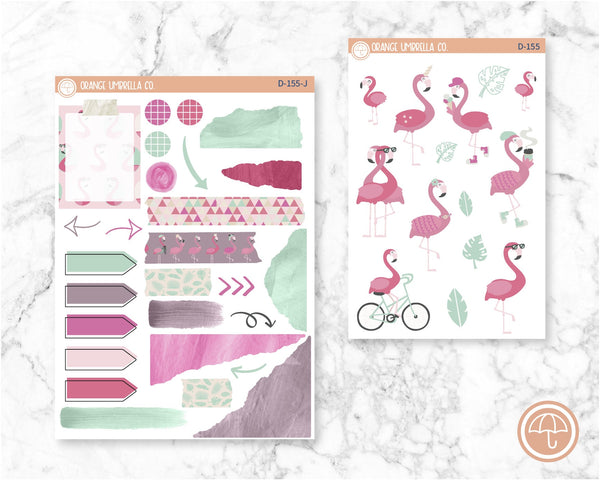 CLEARANCE | Flamingos Planner Kit Deco/Journaling Stickers | D-155