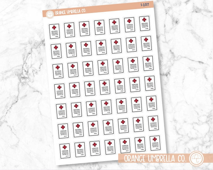 Medical Bill / Chart Icon Planner Stickers | I-107