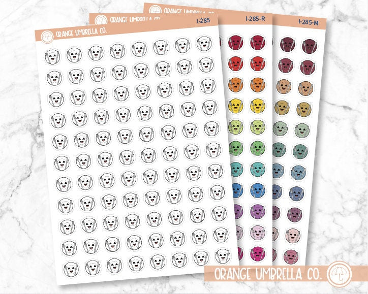 Plate and Utensils Happy Face Icon Planner Stickers | I-285