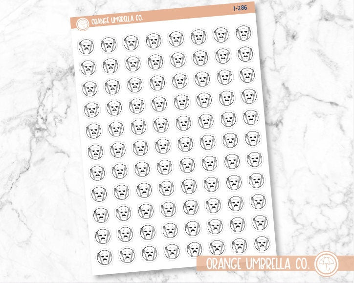 Plate and Utensils Sad Face Icon Planner Stickers | I-286