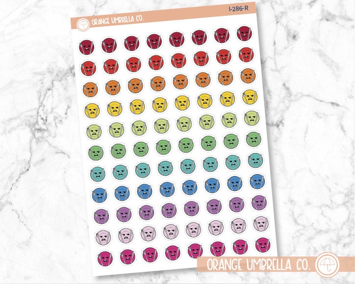 Plate and Utensils Sad Face Icon Planner Stickers | I-286