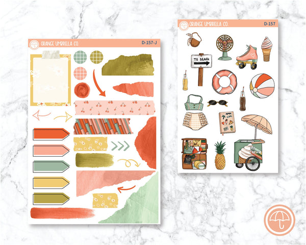 CLEARANCE | Vintage Summer Planner Kit Deco/Journaling Stickers | D-157
