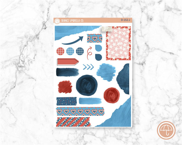 CLEARANCE | 4th of July Planner Kit Deco Journaling Stickers | D-152-J